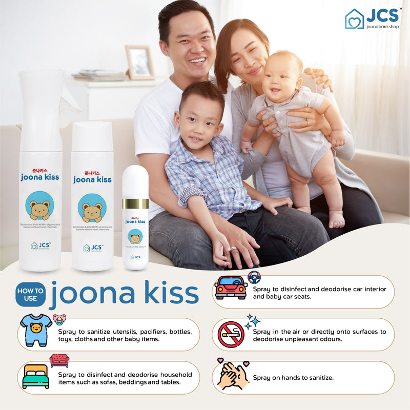 Joona Kiss Sanitising & Deodorising Spray - FAMILY SET for baby wash hand wash handwash toys furnitures utensils pacifiers baby carriers bed body wash hand soap