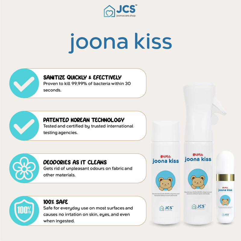 Joona Kiss Spray - Travel mini size (55ml) for baby wash hand wash handwash toys furnitures utensils pacifiers baby carriers bed body wash hand soap